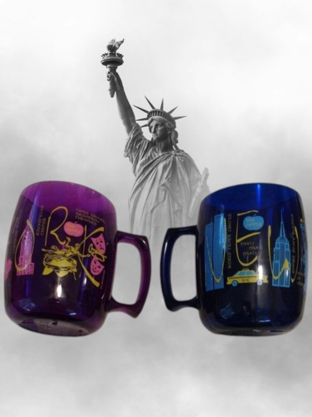 Set of 2 Translucent Purple & Blue Novelty Mugs